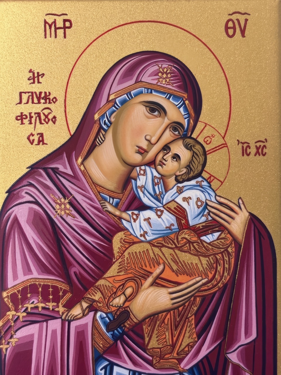 Ikone der Jungfrau Maria, die das Jesuskind hält. Sacraresponda